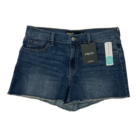 Indigo Six Women's Size 4 Comfort Stretch Weekend Shorts Dark Denim Frayed - Picture 1 of 5